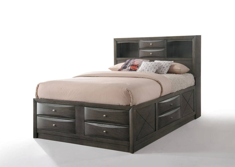 Hillary Platform Storage Full Bed - Grey Oak