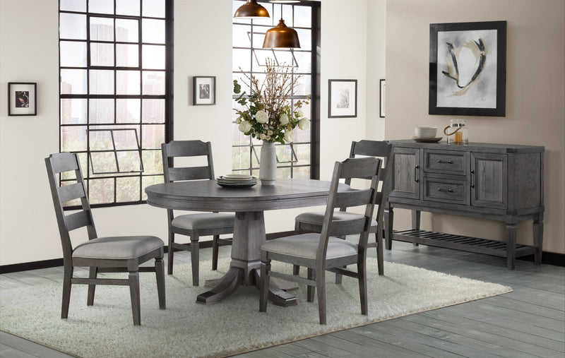 Robin 5-Piece Round Dining Set - Brushed Pewter