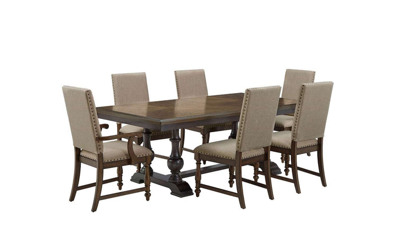 Vesta 7-Piece Dining Set - Brown/Beige