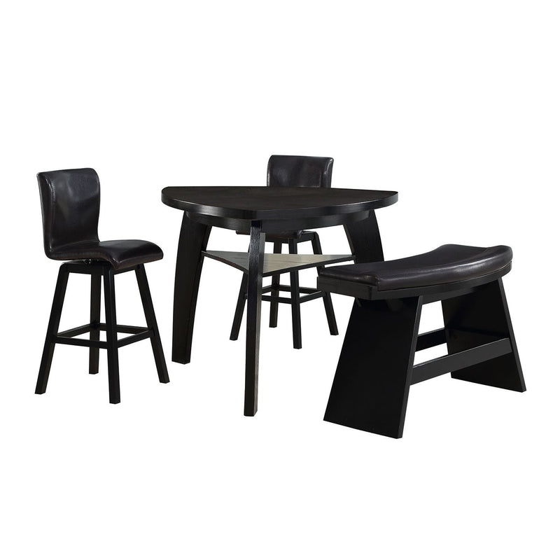 Guild 4-Piece Bar Height Dining Set with Bench - Dark Brown