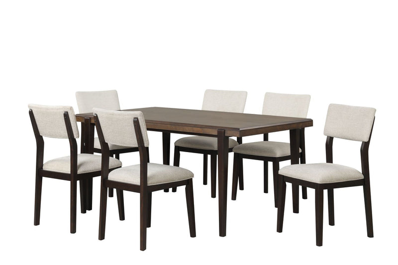 Sacliff 7-Piece Dining Set with Upholstered Back- Black/Brown