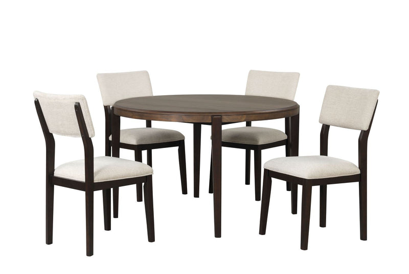 Sacliff 5-Piece Round Dining Set with Upholstered Back - Black/Brown