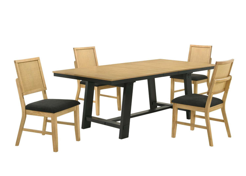 Calgan 5-Piece Dining Set - Natural Pine/Black