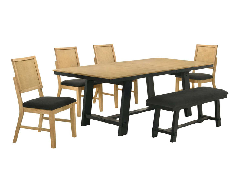 Calgan 6-Piece Dining Set - Natural Pine/Black