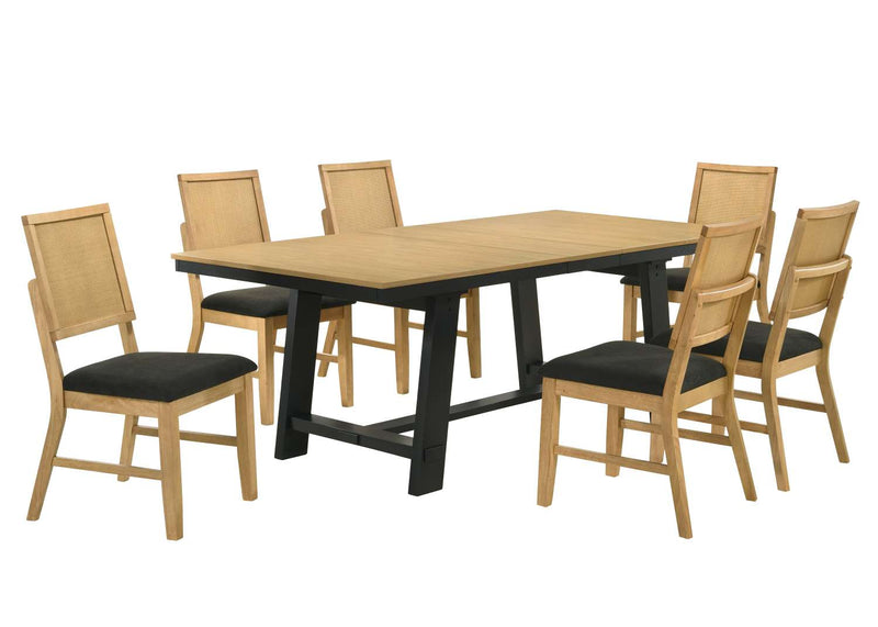 Calgan 7-Piece Dining Set - Natural Pine/Black