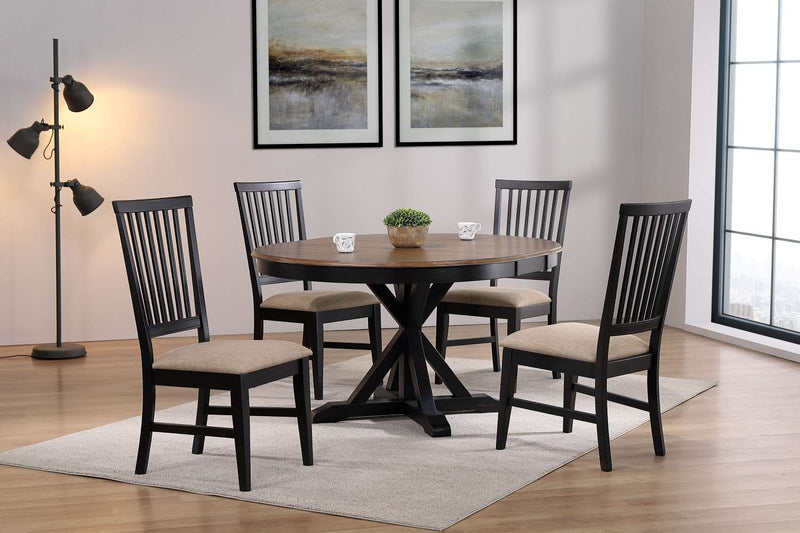 Highburn 5-Piece Extendable Round Dining Set - Brown/Black