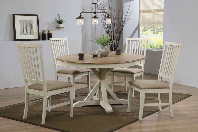Highburn 5-Piece Extendable Round Dining Set - White/Brown