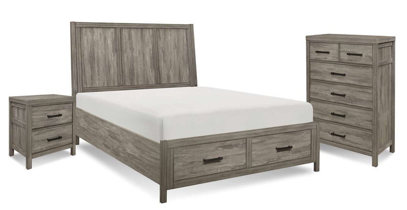 Allan 5-piece King Storage Bed Package - Weathered Grey