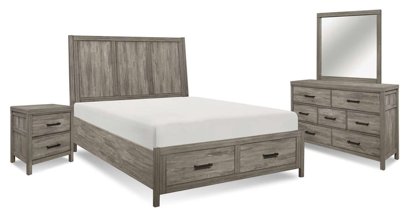 Allan 6-Piece King Storage Bed Package - Weathered Grey