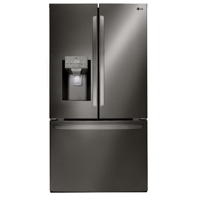 LG Smudge Resistant Black Stainless Steel 36" 28 Cu.ft French Door Refrigerator with Ice & Water Dispenser - LRFS28XBS