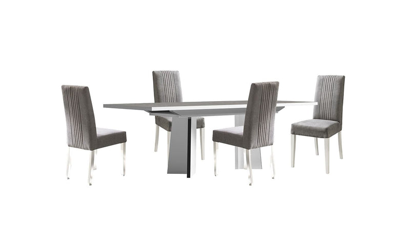 Kagan 5-Piece Dining Set - White Lacquer/Grey