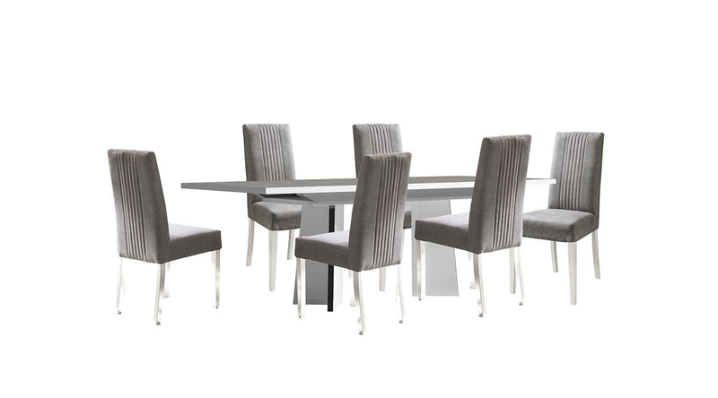 Kagan 7-Piece Dining Set - White Lacquer/Grey