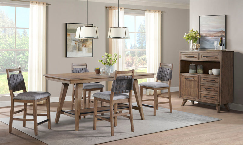 Lewis 5-Piece Counter Height Dining Set - Weathered Chestnut
