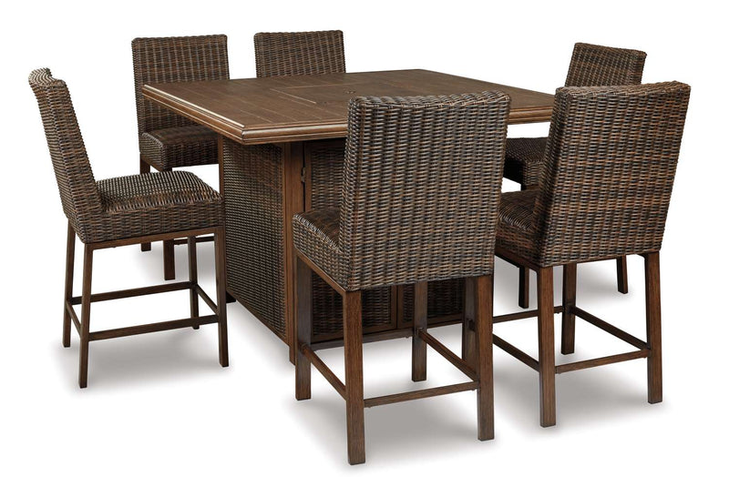 Outer Banks 7-Piece Outdoor Bar-Height Dining Set - Brown