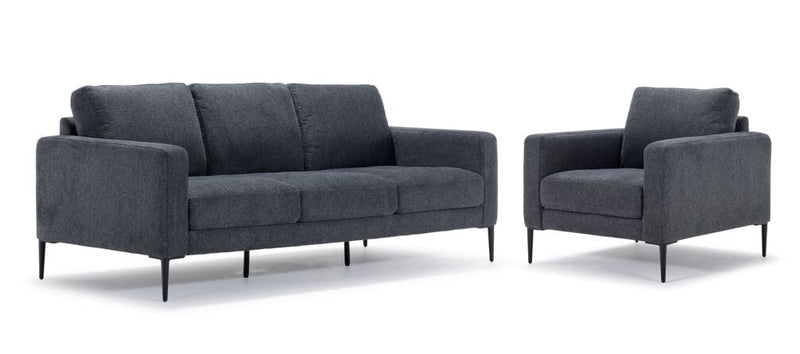 Tyne Sofa and Chair Set - Charcoal