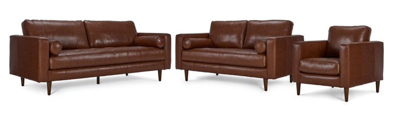 Loire Leather Sofa/Loveseat/Chair Set - Cobblestone