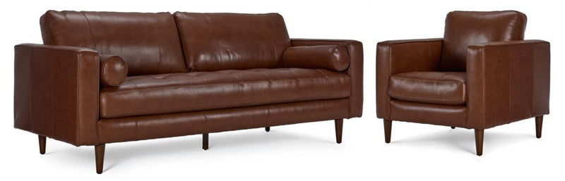 Loire Leather Sofa/Chair Set - Cobblestone