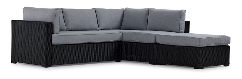 Marisol 2- Piece Outdoor Sectional and Ottoman - Black/Grey