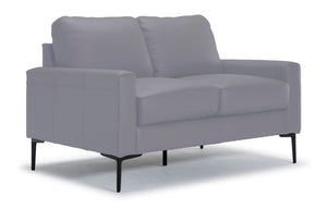 Arcadia Leather Loveseat - Silver Grey
