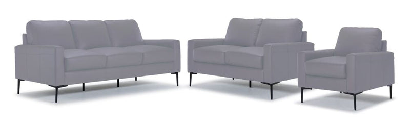Arcadia Leather Sofa, Loveseat and Chair Set - Silver Grey