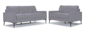 Arcadia Leather Sofa and Loveseat Set - Silver Grey