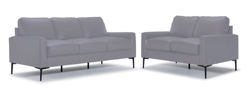 Arcadia Leather Sofa and Loveseat Set - Silver Grey