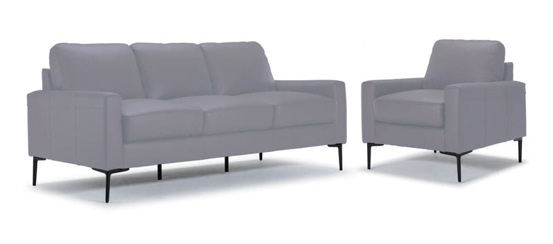 Arcadia Leather Sofa and Chair Set - Silver Grey