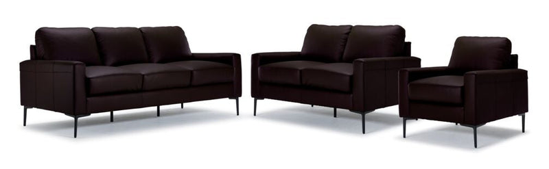 Arcadia Leather Sofa, Loveseat and Chair Set - Mocha