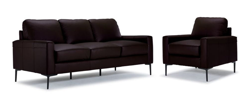 Arcadia Leather Sofa and Chair Set - Mocha