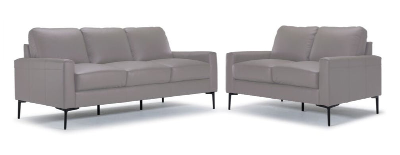 Arcadia Leather Sofa and Loveseat Set - Cloud Grey
