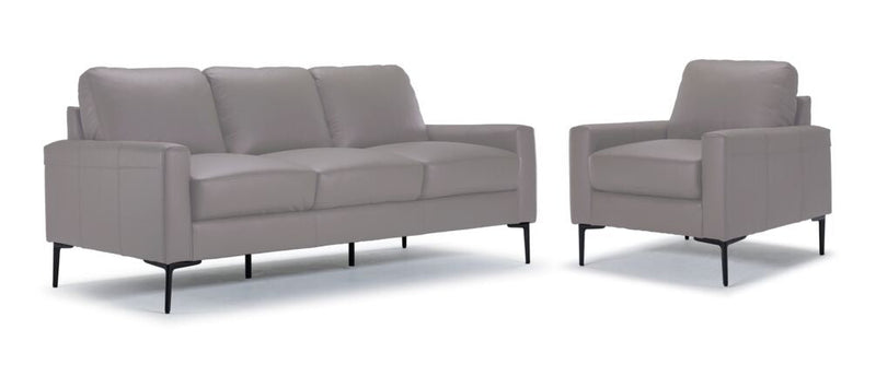 Arcadia Leather Sofa and Chair Set - Cloud Grey