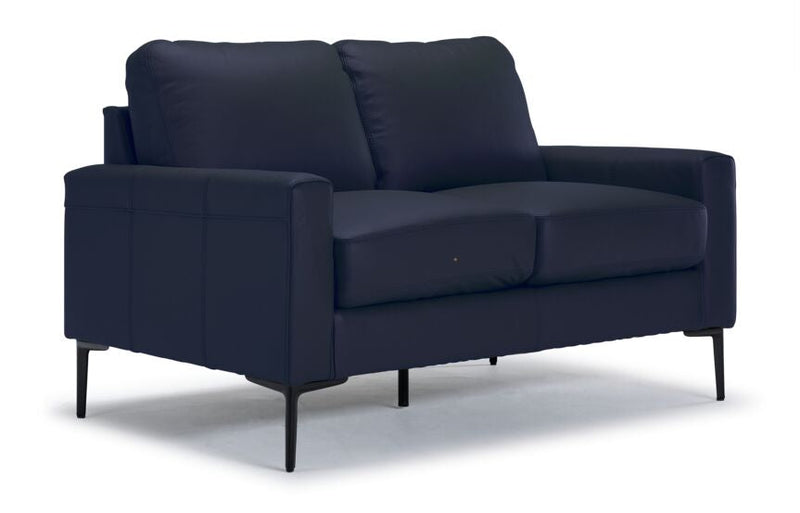 Arcadia Leather Loveseat - Navy