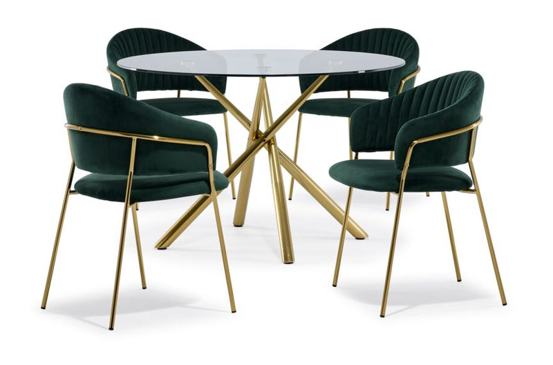Hanover 5-Piece Dining Set - Emerald/Gold