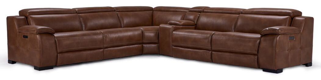 Lee 6-Piece Power Reclining Sectional - Brown | Furniture.ca