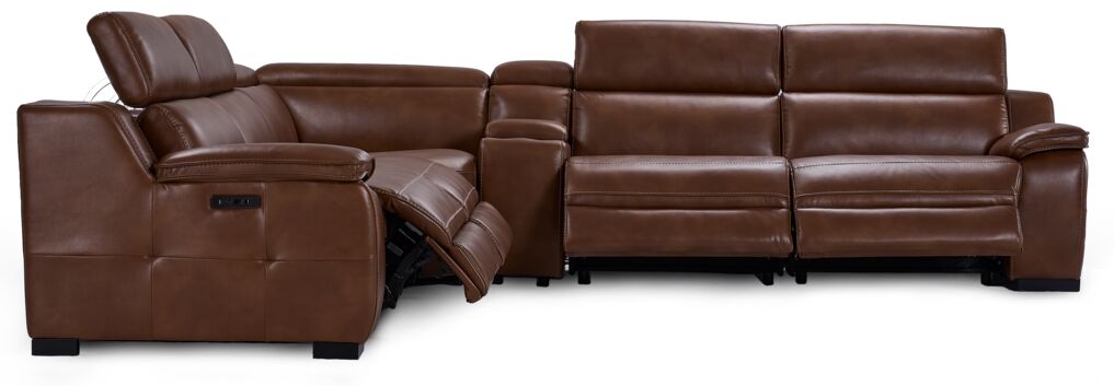Lee 6-Piece Power Reclining Sectional - Brown | Furniture.ca