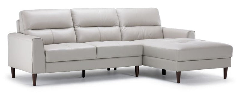Stewart Leather 2-Piece Sectional with Right Facing Chaise - Silver