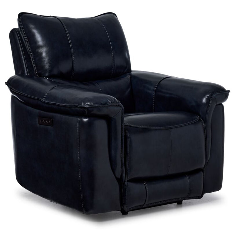 Aldridge Leather Dual Power Recliner - Dark Blue