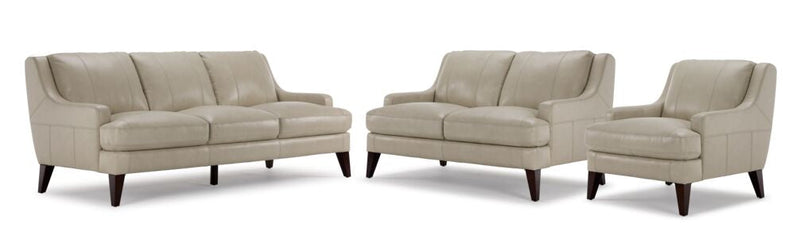 Rory Leather Sofa/Loveseat & Chair Set - Ivory