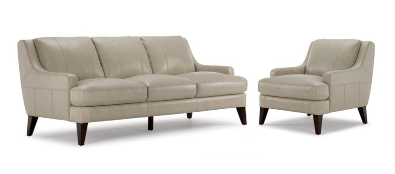 Rory Leather Sofa & Chair Set - Ivory