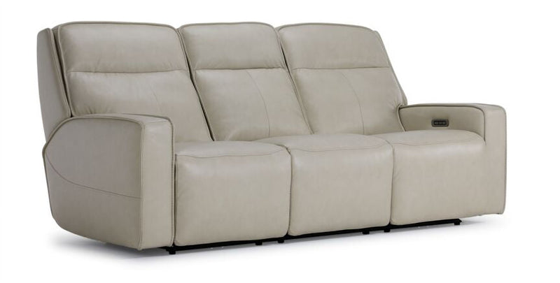 Lyle Leather Triple Power Reclining Sofa - Ivory