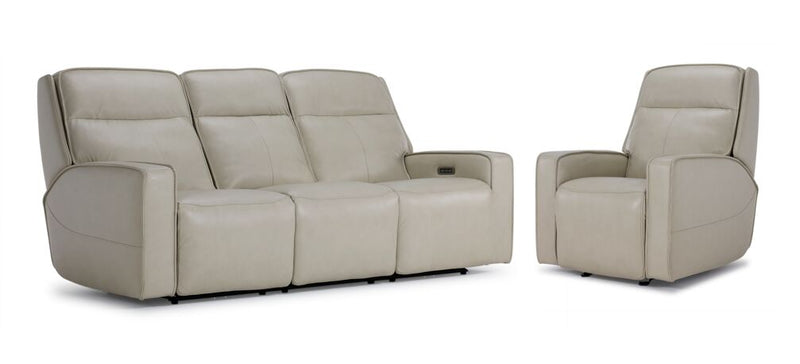 Lyle Leather Triple Power Reclining Sofa & Recliner - Ivory