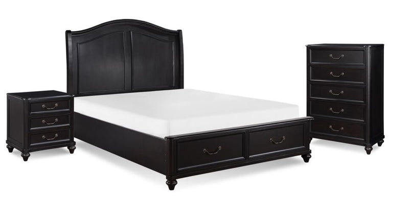 Neil 5-Piece Queen Storage Bed Package - Charcoal Brown