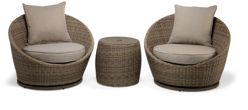 Chippewa 3-Piece Swivel Set With Round End Table - Grey/Light Brown