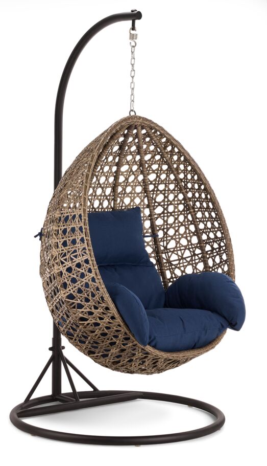 Samac Outdoor Egg Chair - Navy/Beige
