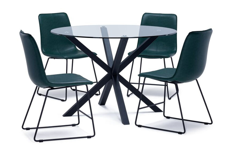 Donell 5-Piece Round Dining Set - Black/Green
