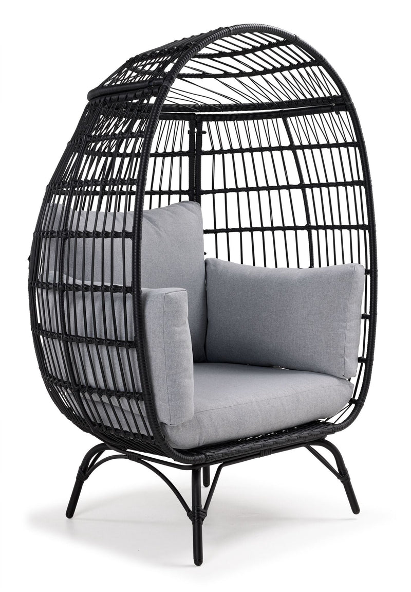 Victoria Outdoor Stationary Egg Chair - Black/Grey