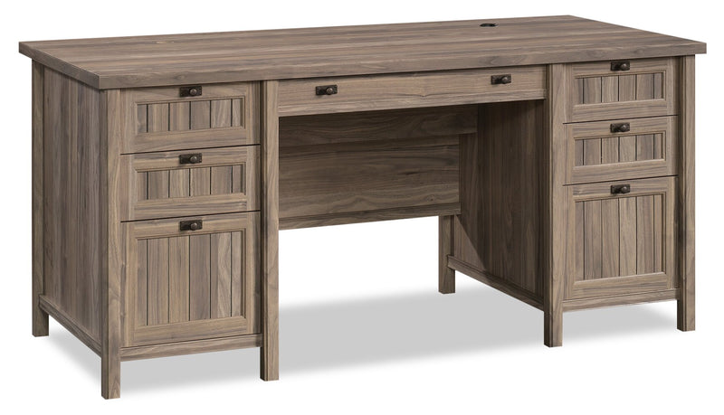 Alfena Commercial Grade Executive Desk - Washed Walnut