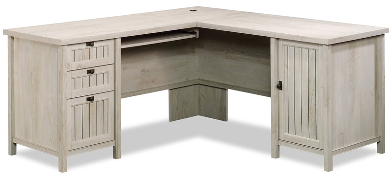 Alfena Commercial Grade L-Shaped Desk - Chalked Chestnut