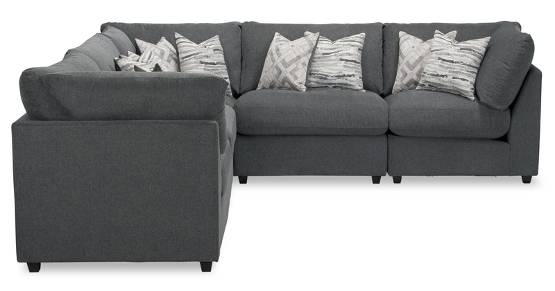 Evolve Linen-Look Fabric 5-Piece Modular Sectional with 3 Corner Chairs - Charcoal 