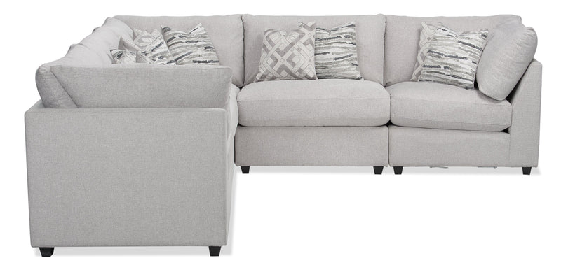 Evolve Linen-Look Fabric 5-Piece Modular Sectional with 3 Corner Chairs - Light Grey 